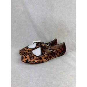A New Day Womens Leopard Print Mary Jane Flats Buckle Strap Brown Black 9.5 NEW